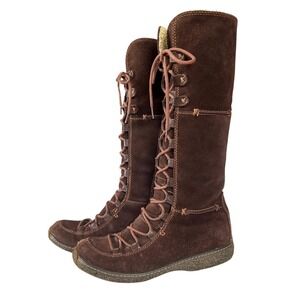 Timberland Moorland Hollace Tall Suede‎ Fur Lined Boots Sz 7.5 Y2K Whimsigoth